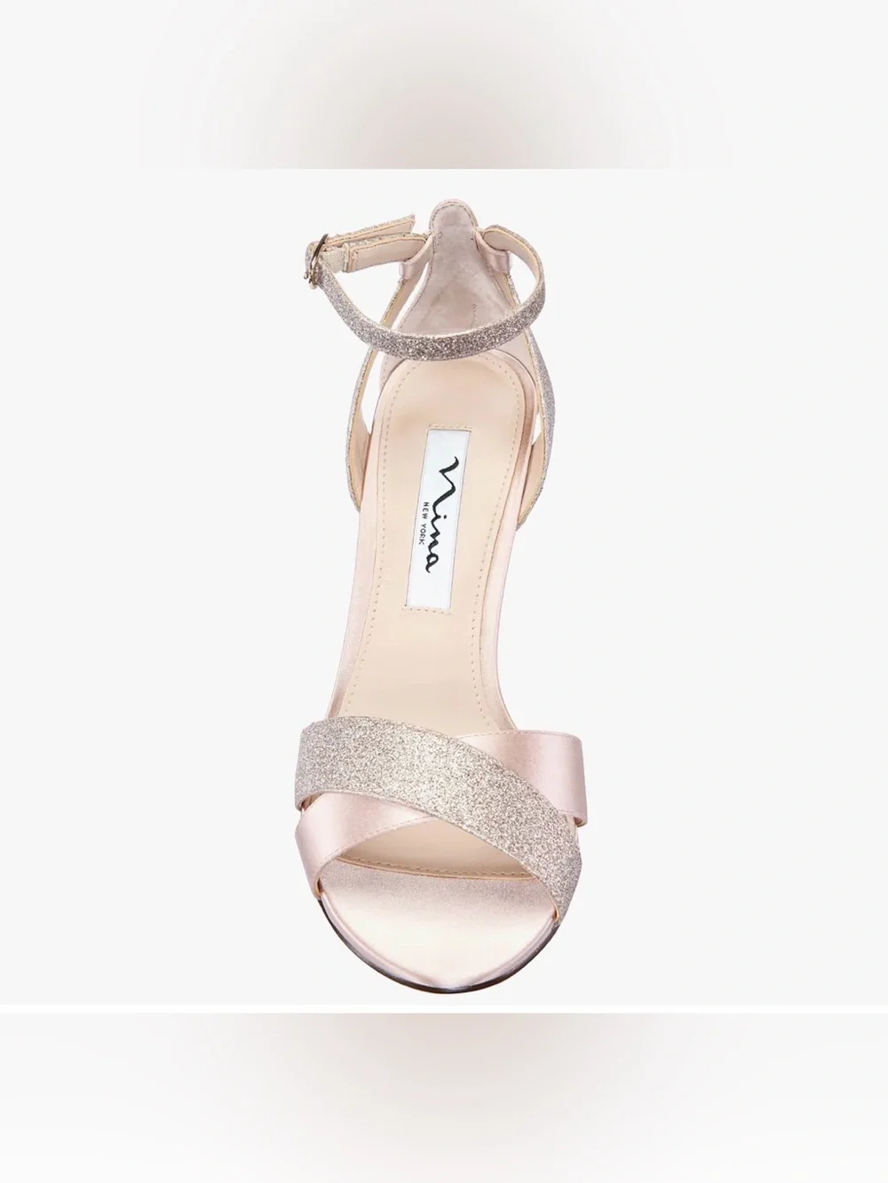 Nina Venus Pearl Rose Satin High Heel Sandals with Ankle Strap
